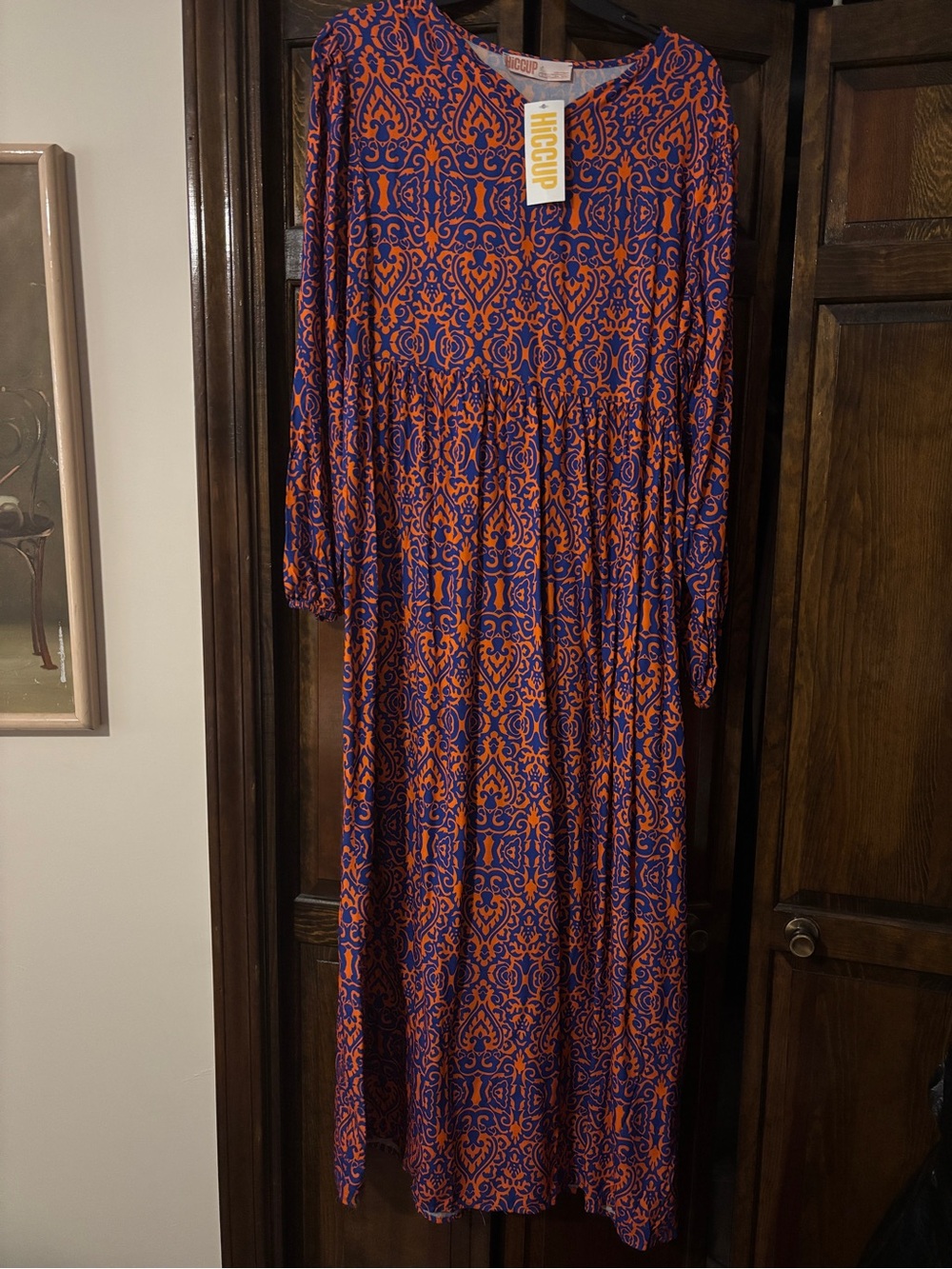 Orange and Blue Printed Maxi Dress by HiCCUP